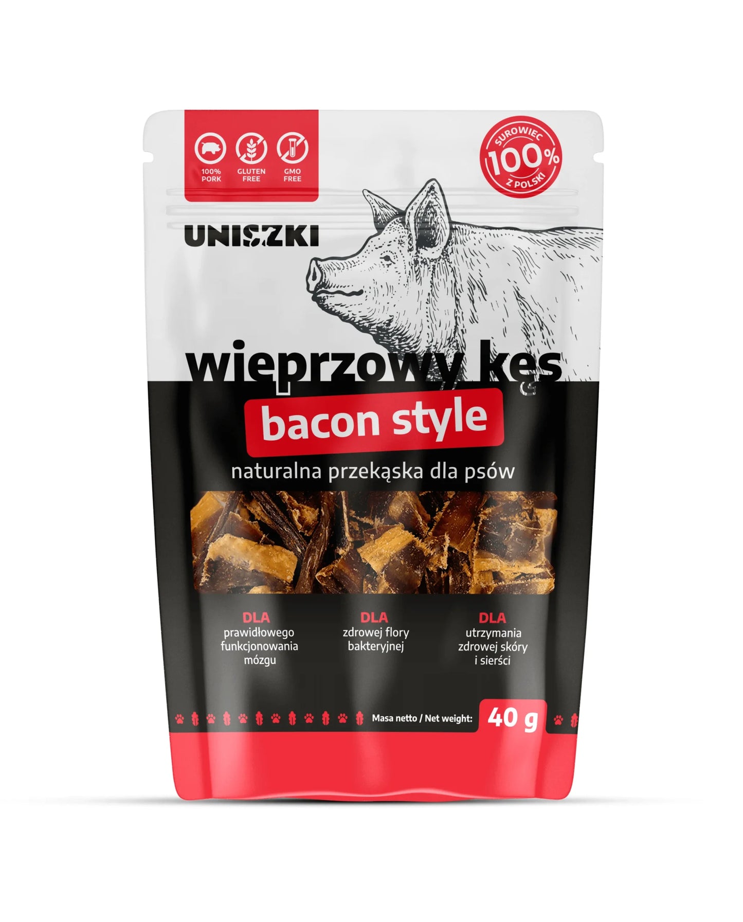 Przysmak dla psa wieprzowy kęs bacon style UNISZKI 40 g