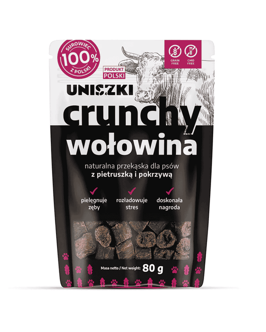 Przysmak dla psa crunchy wołowina z pietruszką i pokrzywą UNISZKI 80g