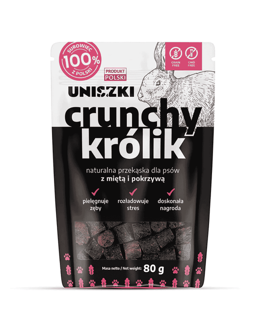 Przysmak dla psa crunchy królik z miętą i pokrzywą UNISZKI 80g