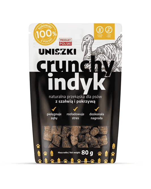 Przysmak dla psa crunchy indyk z szałwią i pokrzywą UNISZKI 80g