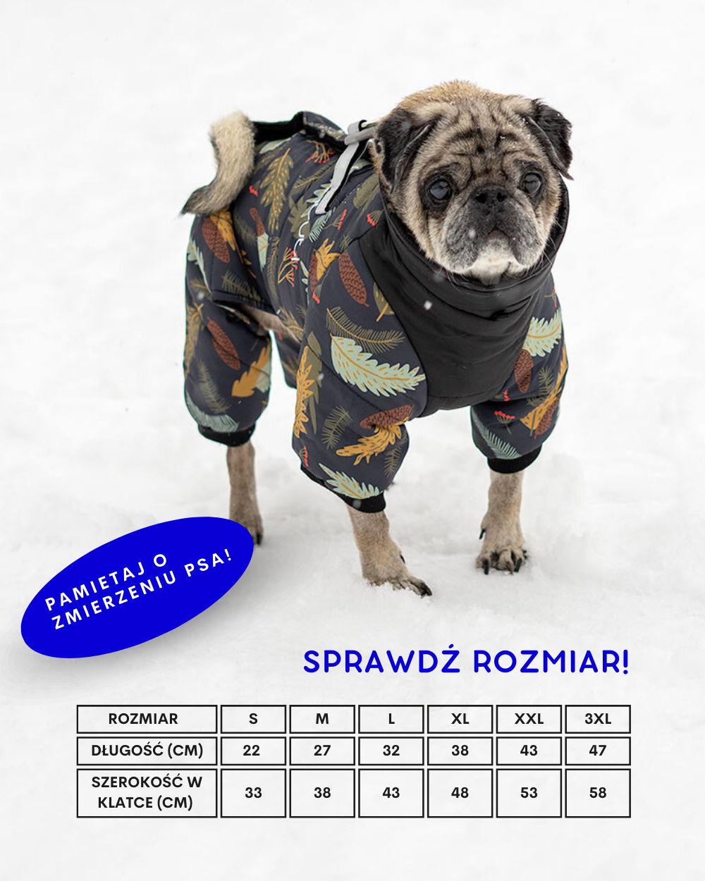 Zimowy kombinezon dla psa zapinany na grzbiecie ODIN FOREST